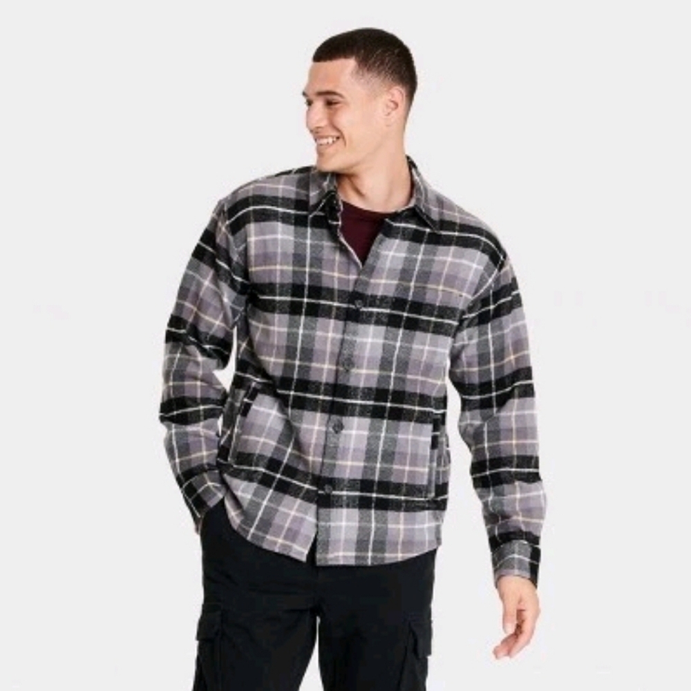 GoodFellow & Co. Men's Heavyweight Plaid Flannel Long Sleeve Button-Down Shirt